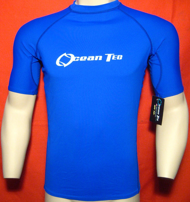 Men Rash Guard Surf Swim Shirt Water Sports SPF50+ Protection Tight Fit Blue NEW