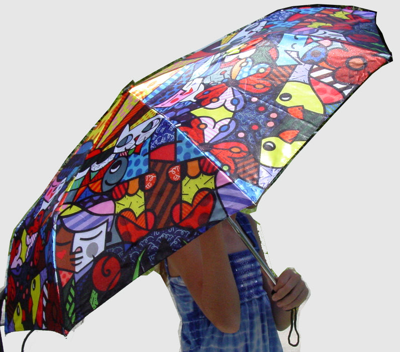 Romero Britto Umbrella Design Garden New Day Love Design Travel Folding Compact