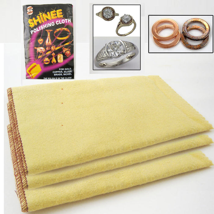 3 Jewelry Polishing Cloths Shine Clean Silver Gold Cleanning Cooper Brass Nickel
