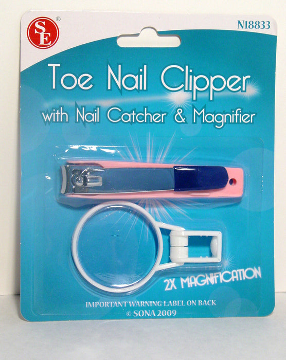 Clip Nail Clipper Built-In 2X Magnifier Toenail Fingernail Pedicure Senior Adult